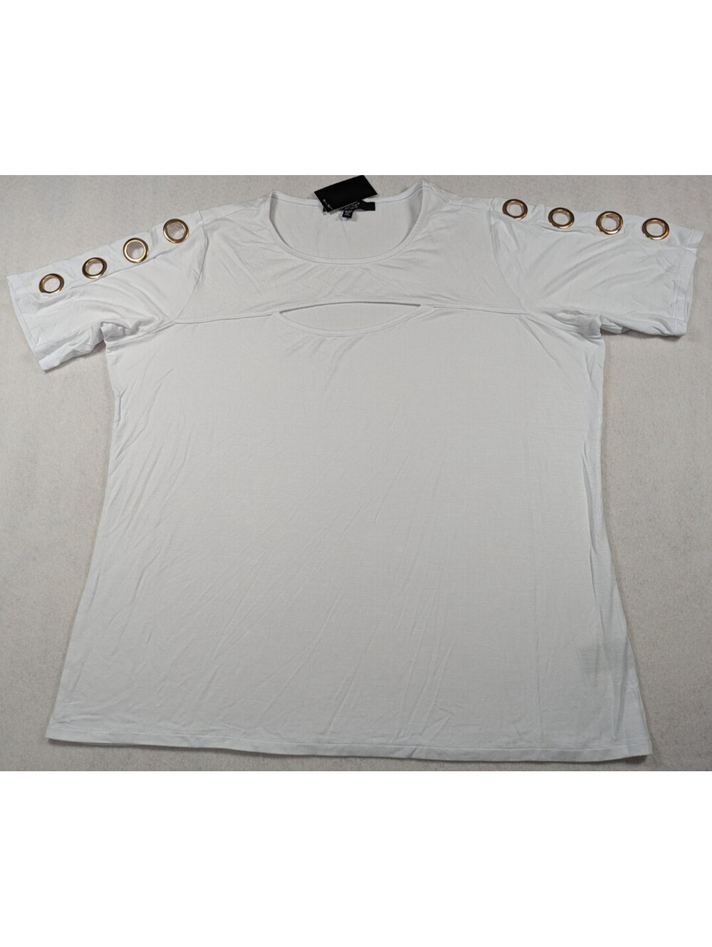 Louise Paris - White - Gold Keyhole Grommet - Mid Sleeve - Size: 18/20